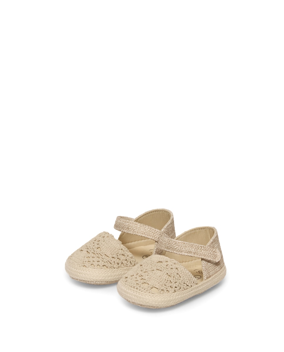 Alpercatas de Bebé com Crochet Bege-5