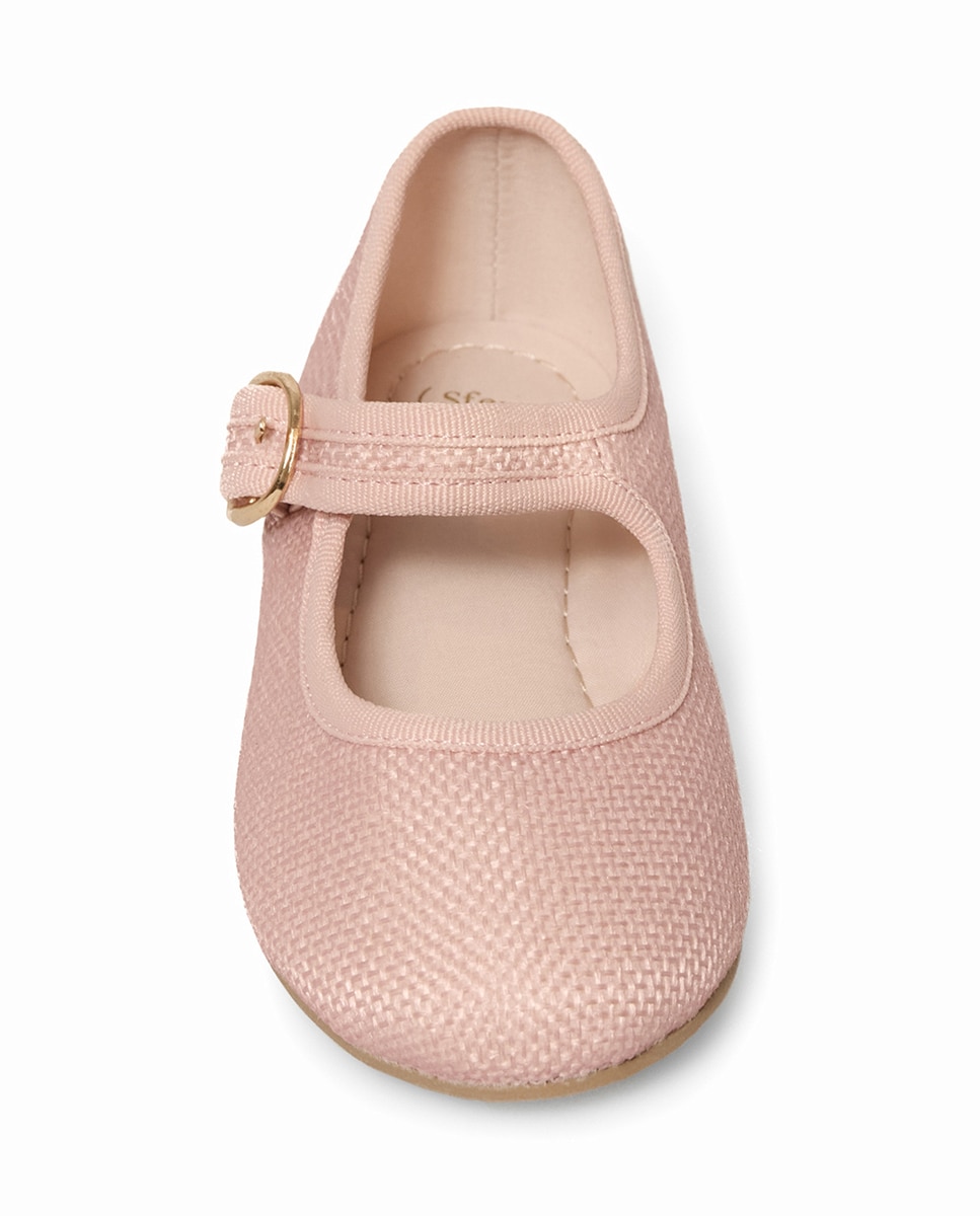 Sapatos de Presilha em Ráfia Rosa-2