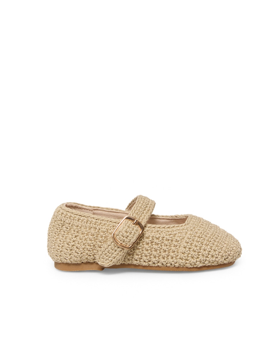 Sapatos de Presilha de Crochet Sfera Bege-1