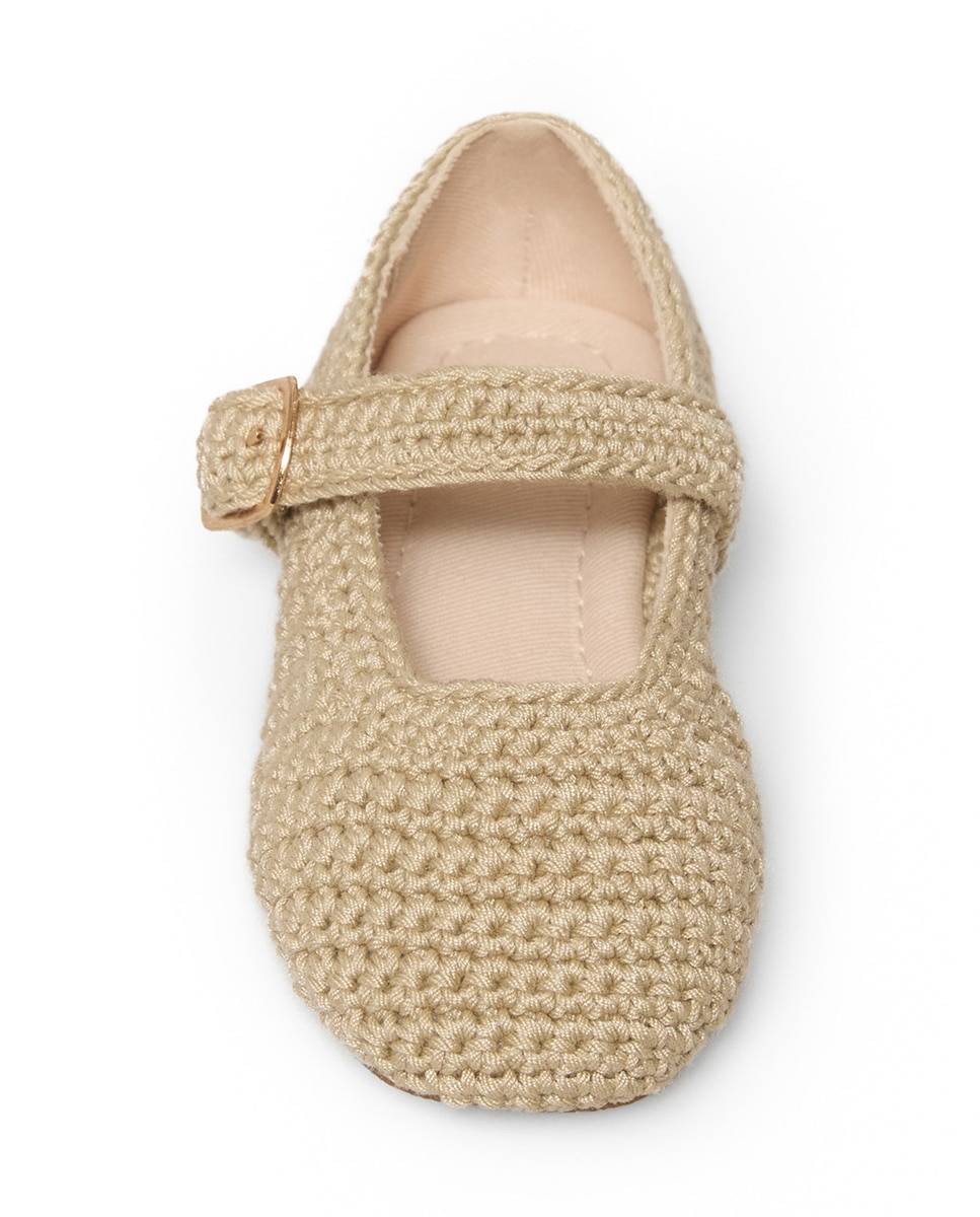 Sapatos de Presilha de Crochet Sfera Bege-3