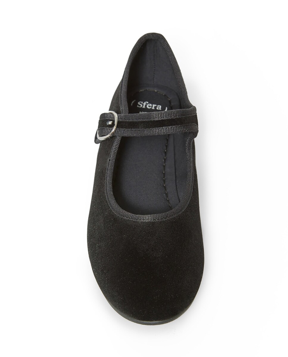 Sapatos de Presilha de Veludo Preto-2