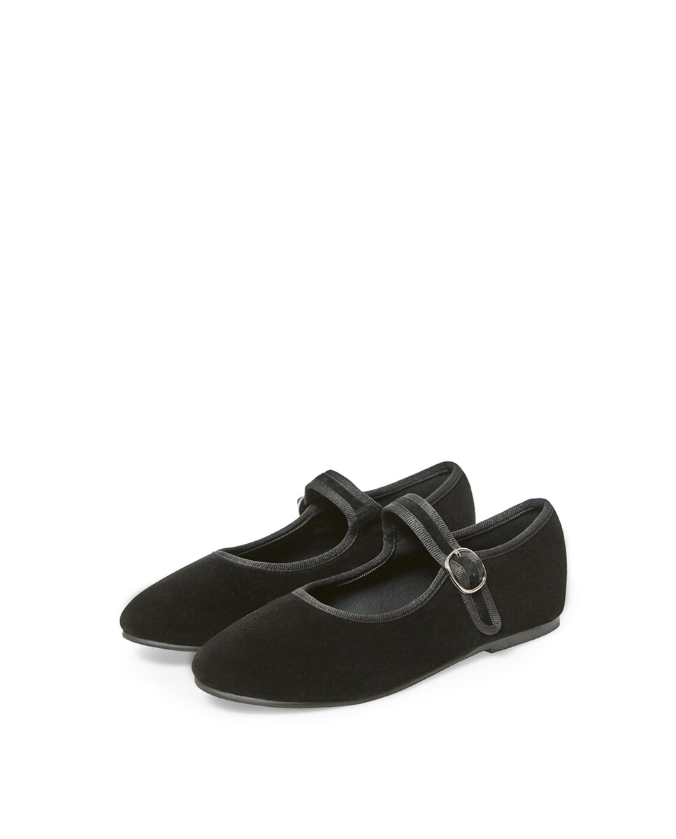 Sapatos de Presilha de Veludo Preto-3