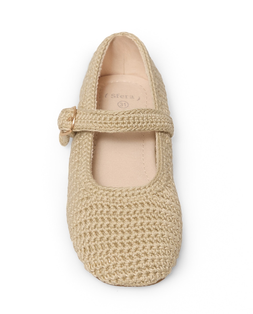 Sapatos de Presilha de Crochet Sfera Bege-2