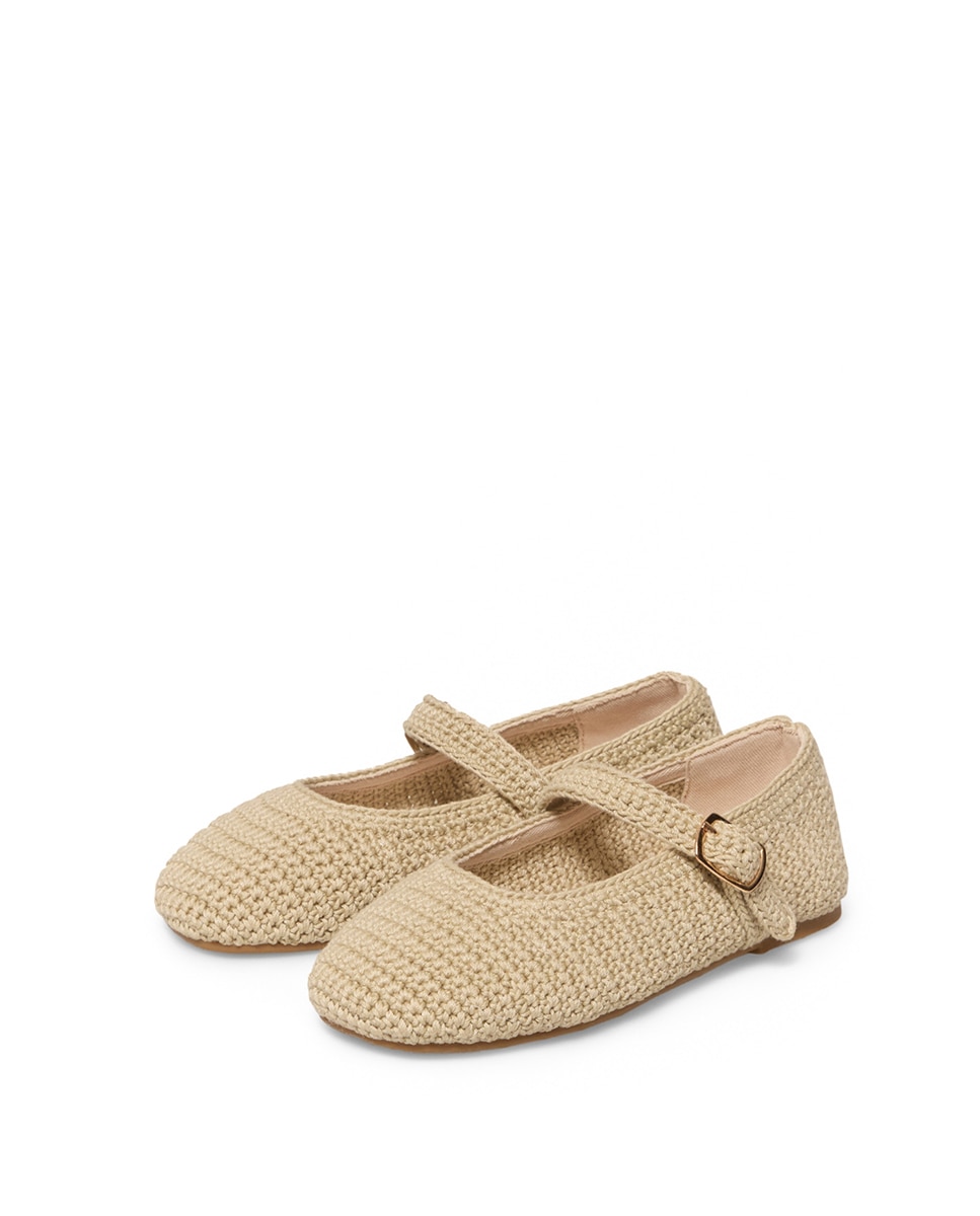 Sapatos de Presilha de Crochet Sfera Bege-3