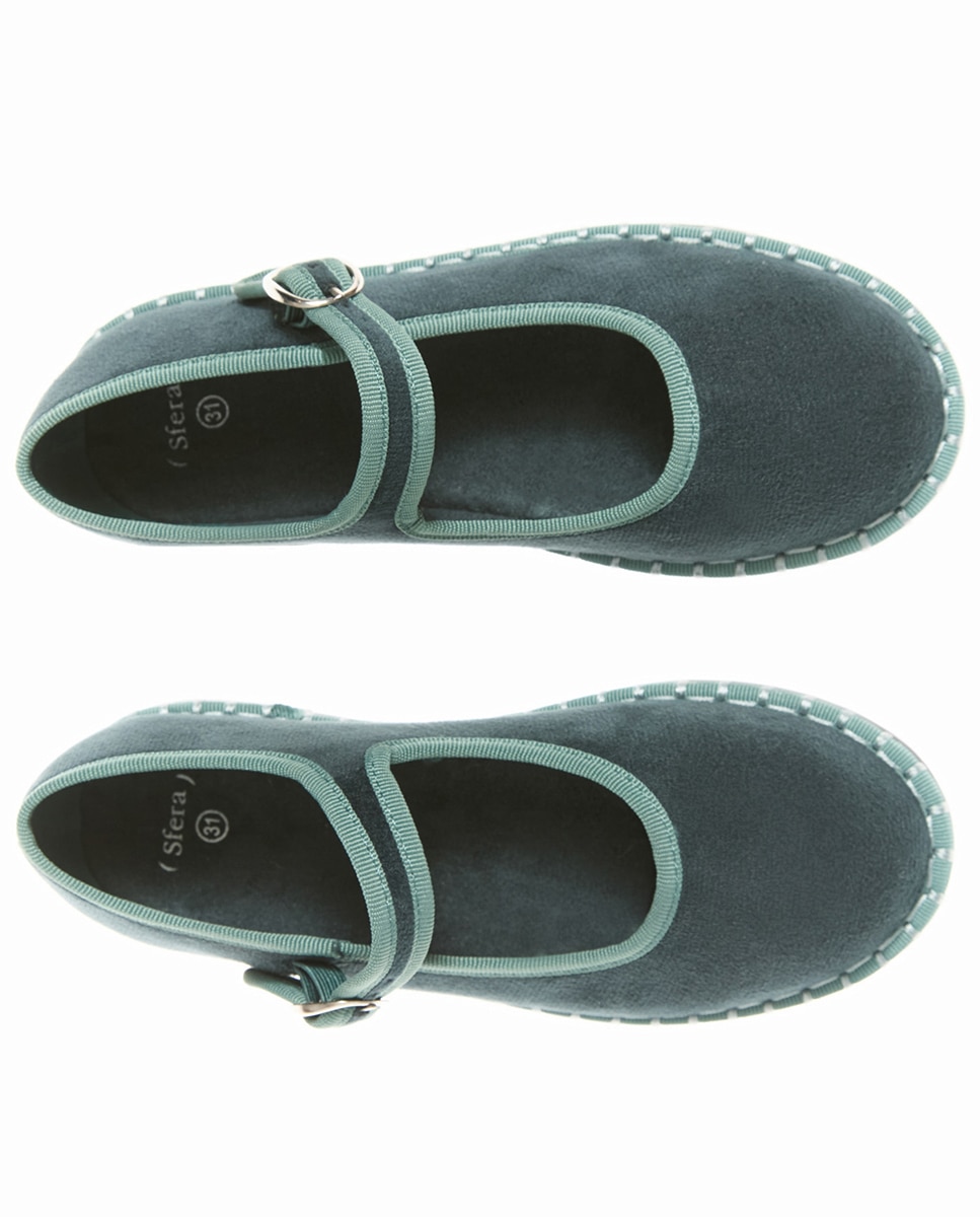 Sapatos de Presilha com Pesponto Sfera Verde-3