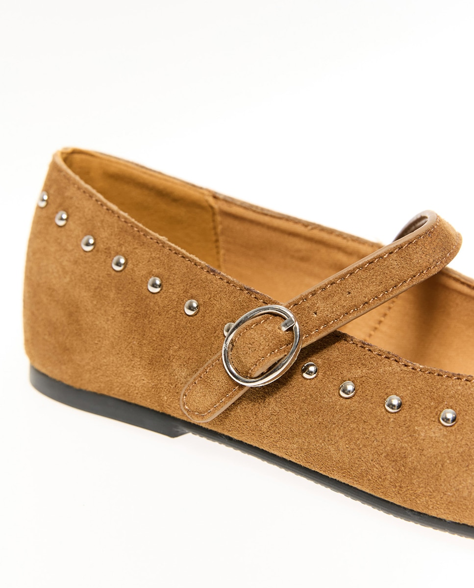 Sapatos de Presilha em Croute com Tachas Sfera Toffee-5
