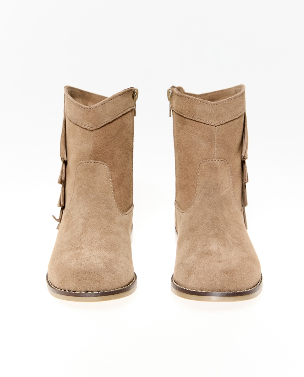 Botins em Pele com Franjas Toffee-2