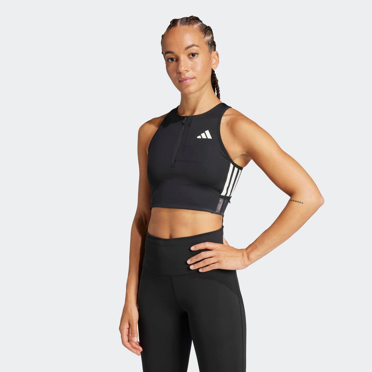 T-shirt de Mulher Adizero Crop Preto-1
