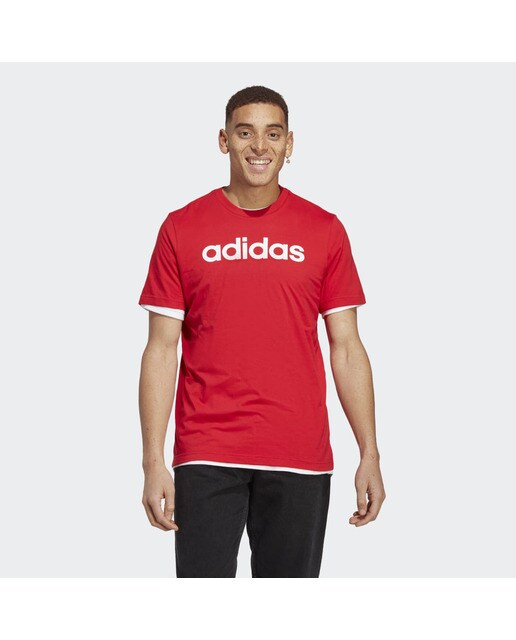 T-shirt de Homem Essentials Single Jersey Linear Embroidered Logo Vermelho-1