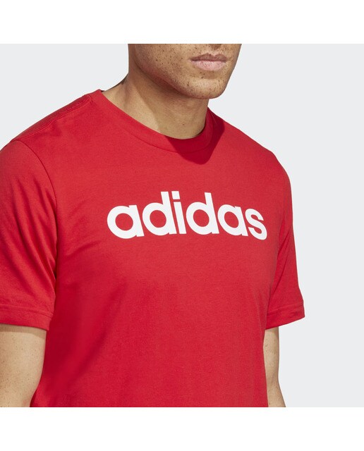 T-shirt de Homem Essentials Single Jersey Linear Embroidered Logo Vermelho-3