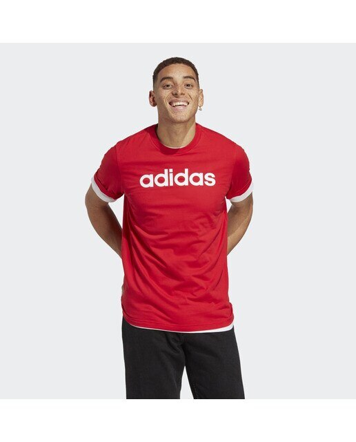 T-shirt de Homem Essentials Single Jersey Linear Embroidered Logo Vermelho-4