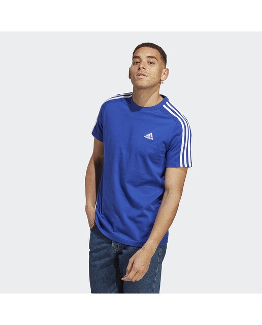 T-shirt de Treino de Homem Essentials Single Jersey 3 Faixas Azul-marinho-1