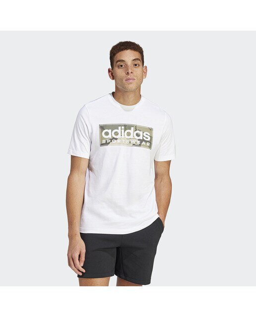 T-shirt de Homem Camo Linear Graphic Branco / Verde-1