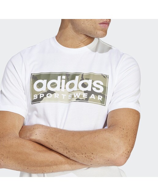 T-shirt de Homem Camo Linear Graphic Branco / Verde-3