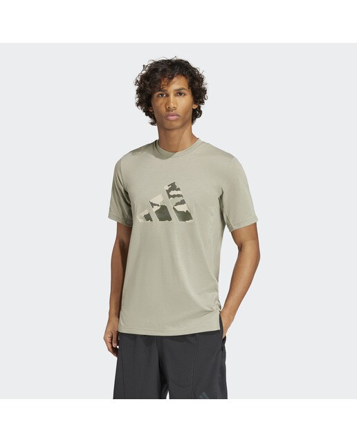 T-shirt de Homem Train Essentials Camo Graphic Logo Verde-1