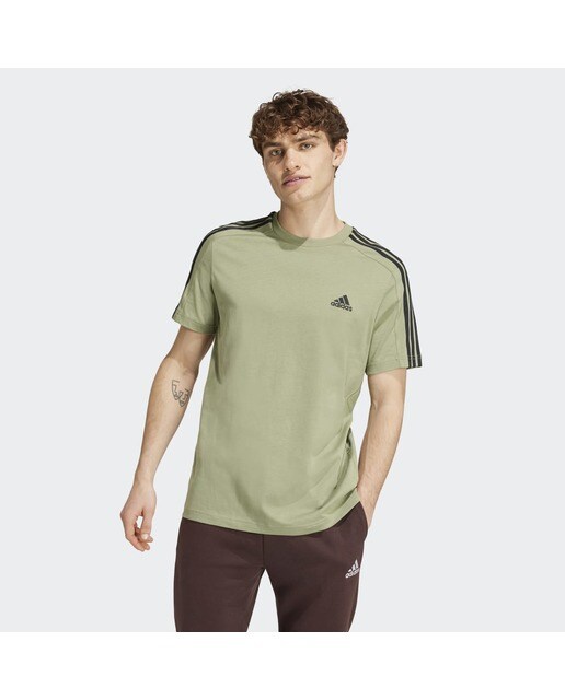 T-shirt de Homem Essentials Single Jersey 3 Faixas Verde-1