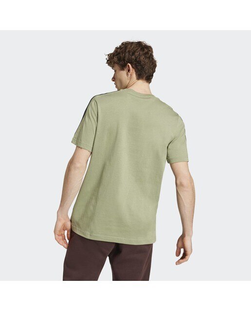 T-shirt de Homem Essentials Single Jersey 3 Faixas Verde-2
