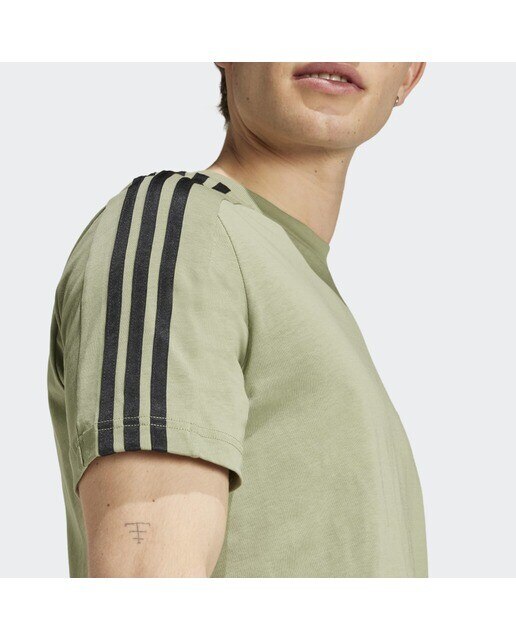 T-shirt de Homem Essentials Single Jersey 3 Faixas Verde-3