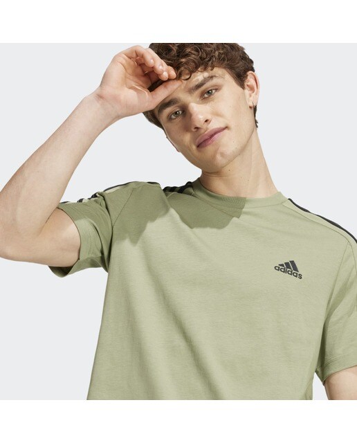 T-shirt de Homem Essentials Single Jersey 3 Faixas Verde-4