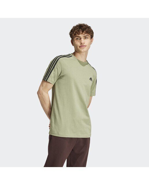 T-shirt de Homem Essentials Single Jersey 3 Faixas Verde-5
