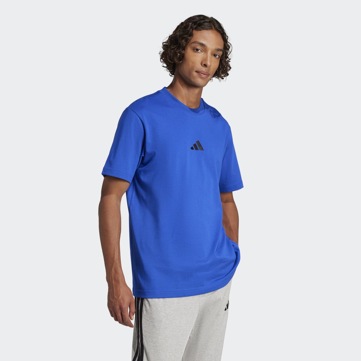 T-shirt de Homem Essentials Small Logo Single Jersey Azul-4