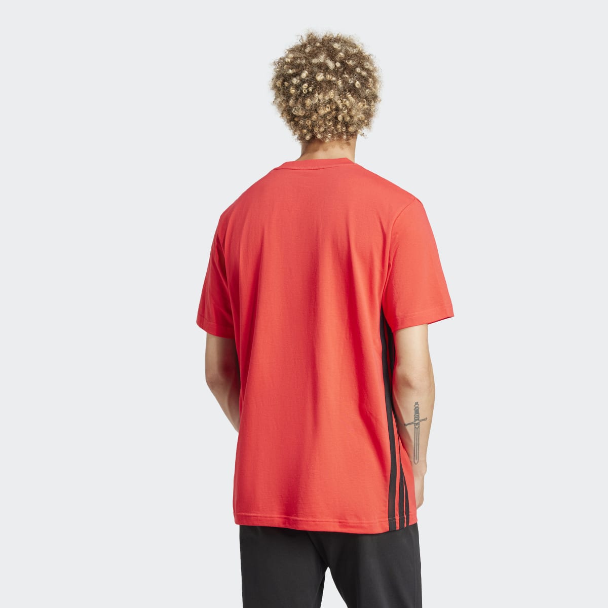 T-shirt de Homem Essentials Single Jersey 3 Faixas Vermelho-2