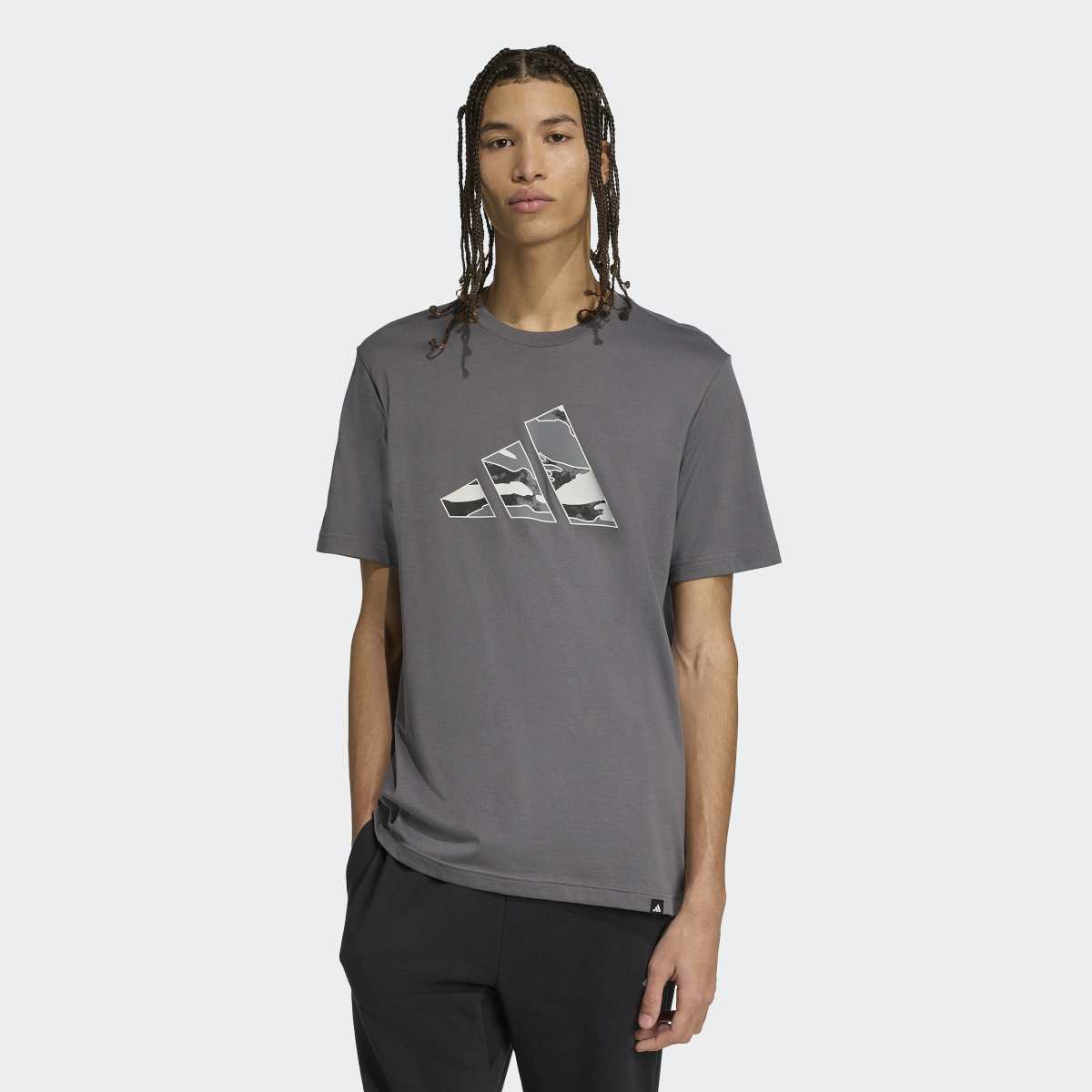 T-shirt de Homem Camo Logo Cinzento-2
