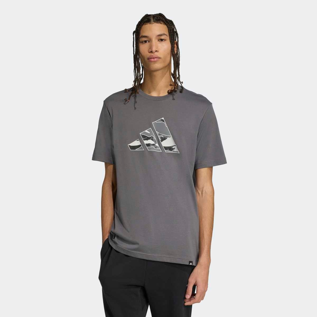 T-shirt de Homem Camo Logo Cinzento-2