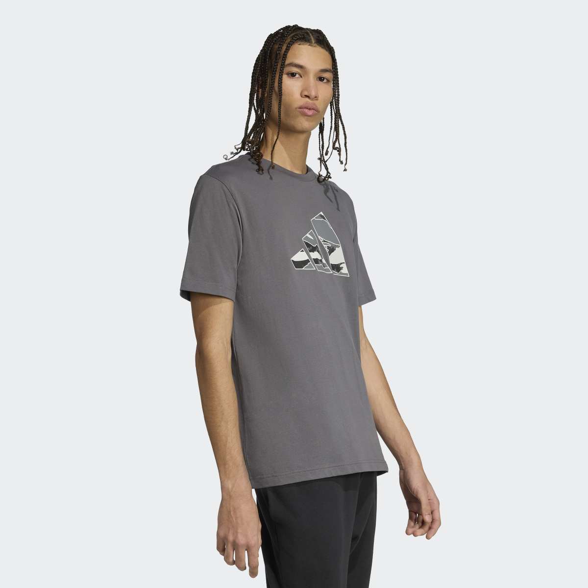 T-shirt de Homem Camo Logo Cinzento-4