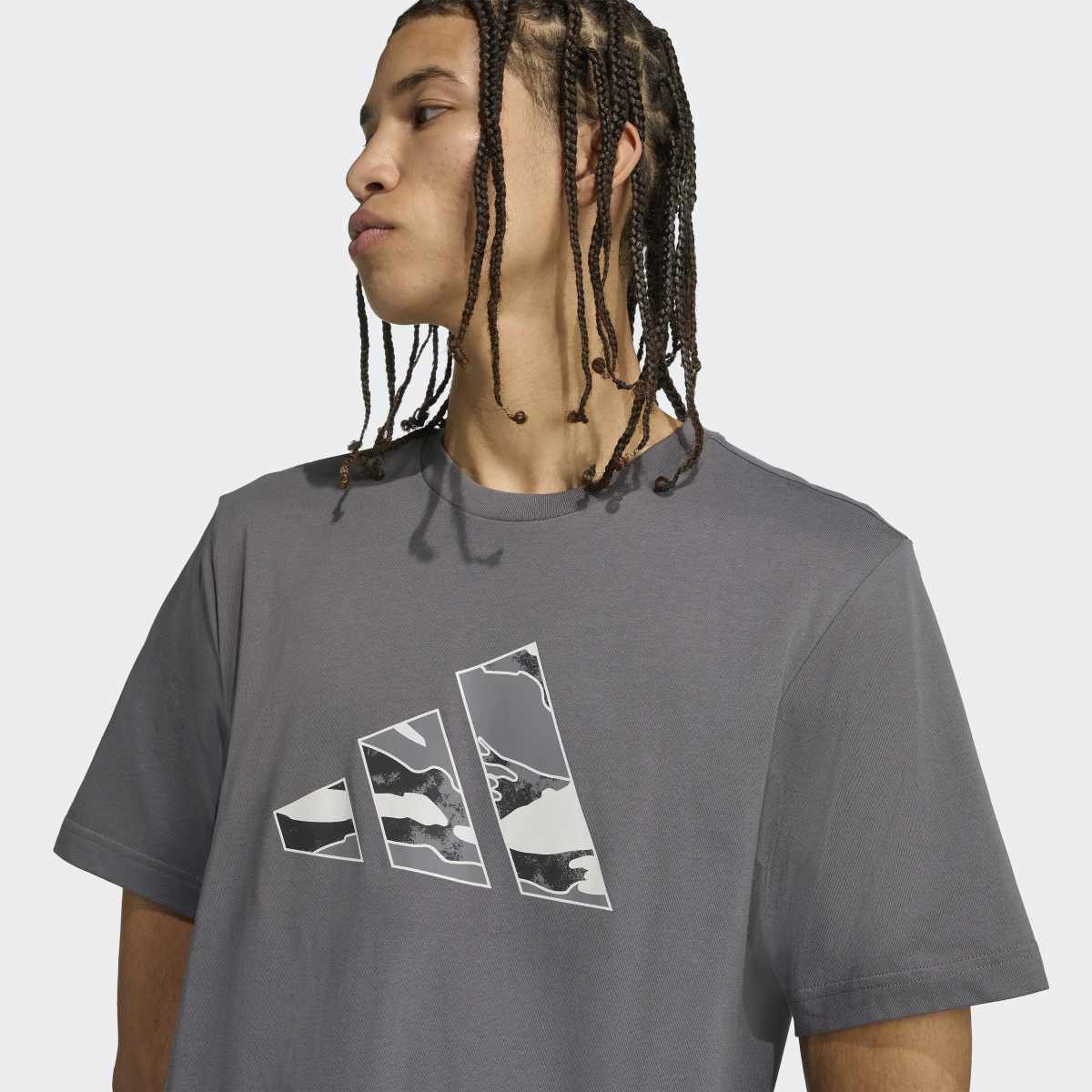 T-shirt de Homem Camo Logo Cinzento-5
