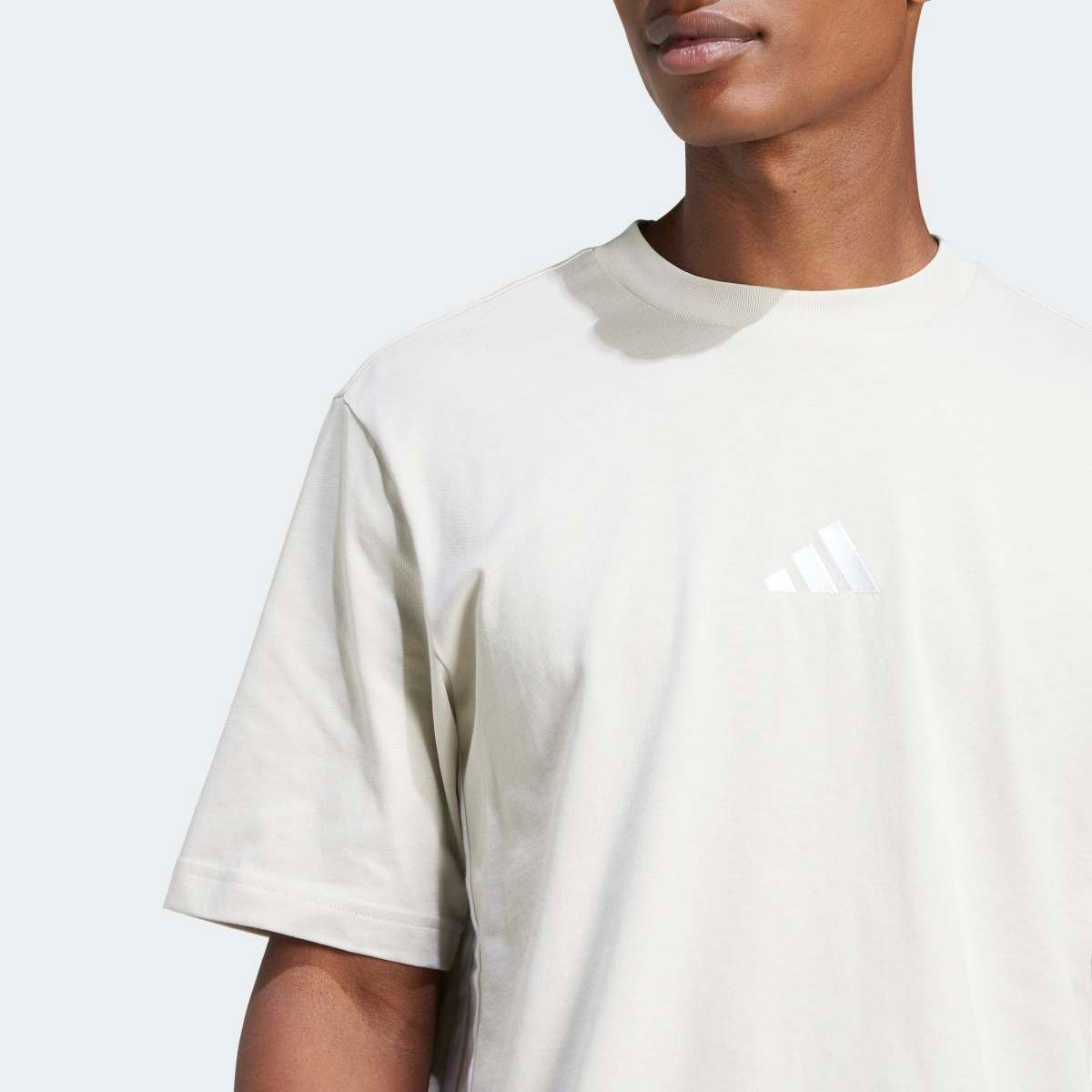 T-shirt de Homem Essentials Single Jersey 3 Faixas Cinzento-4