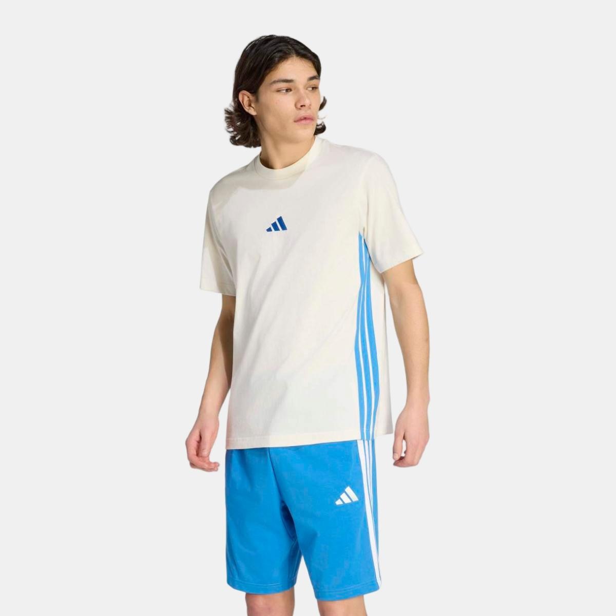 T-shirt de homem Essentials 3 Stripes adidas Branco-1