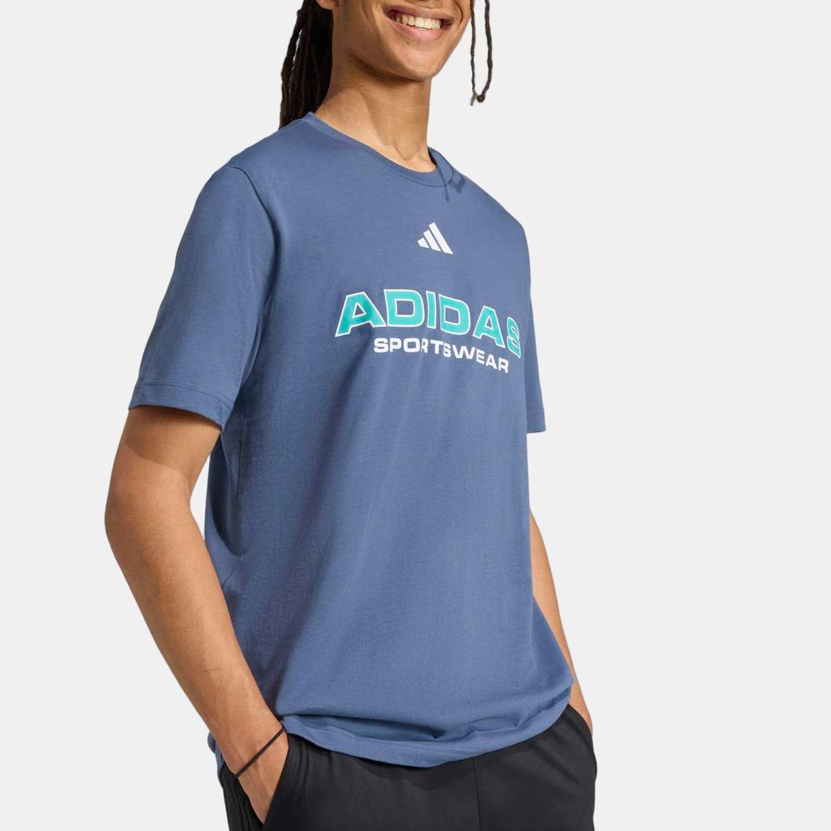 T-shirt de Homem House of Tiro Linear Azul-4