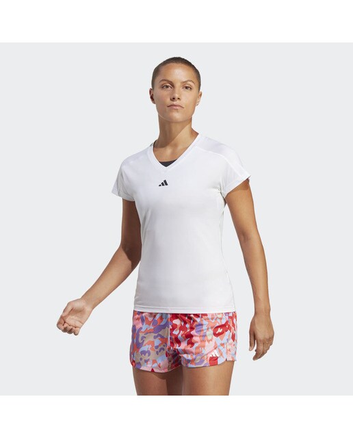 T-shirt de Mulher Aeroready Train Essentials Minimal Branding V-Neck Branco-1