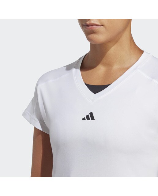 T-shirt de Mulher Aeroready Train Essentials Minimal Branding V-Neck Branco-3