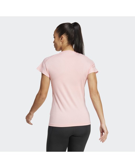 T-shirt de Mulher Aeroready Train Essentials Minimal Branding V-Neck Rosa-2
