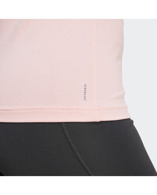 T-shirt de Mulher Aeroready Train Essentials Minimal Branding V-Neck Rosa-3