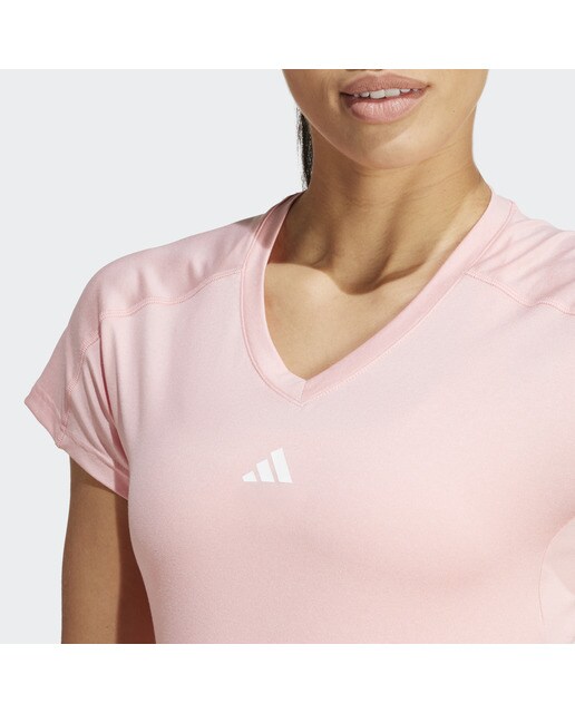 T-shirt de Mulher Aeroready Train Essentials Minimal Branding V-Neck Rosa-4