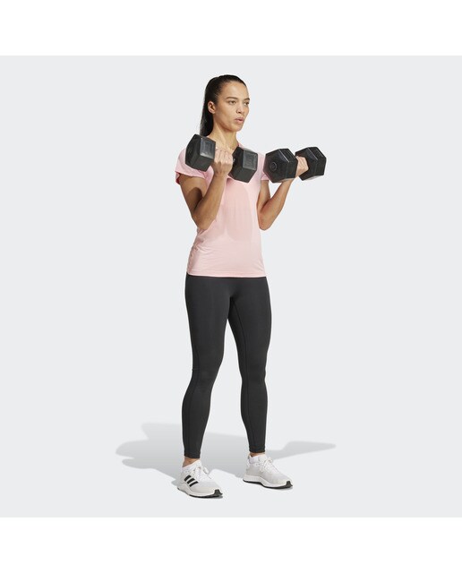 T-shirt de Mulher Aeroready Train Essentials Minimal Branding V-Neck Rosa-5