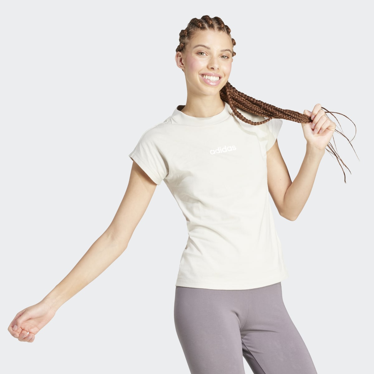 T-shirt de Mulher Essentials Linear Cotton Cinzento-4