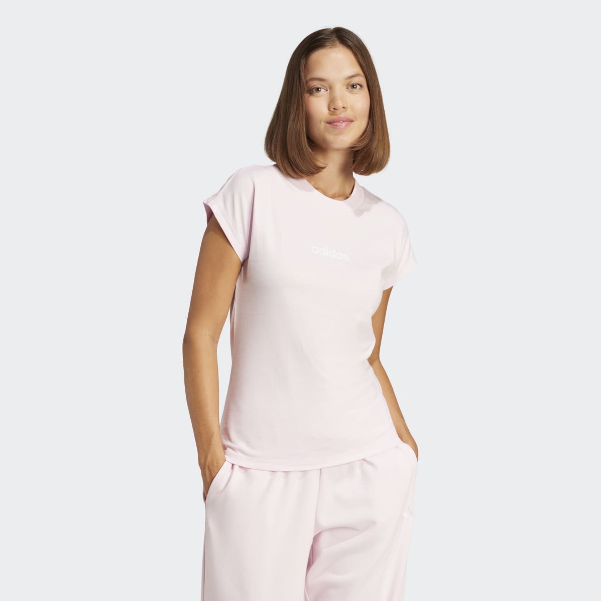T-shirt de Mulher Essentials Linear Cotton Rosa-1