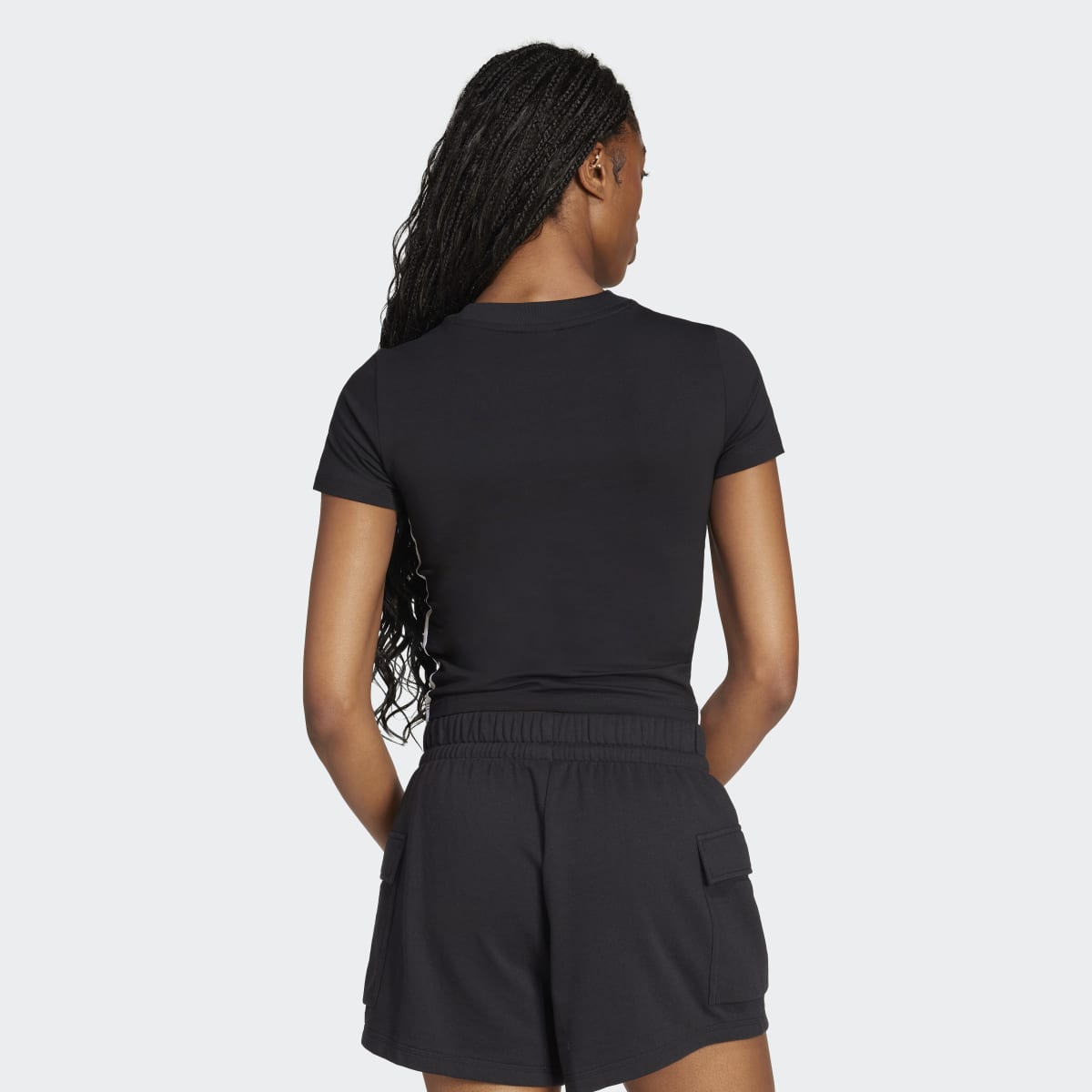 T-shirt de Mulher Essentials Slim Baby 3 Faixas Preto-2