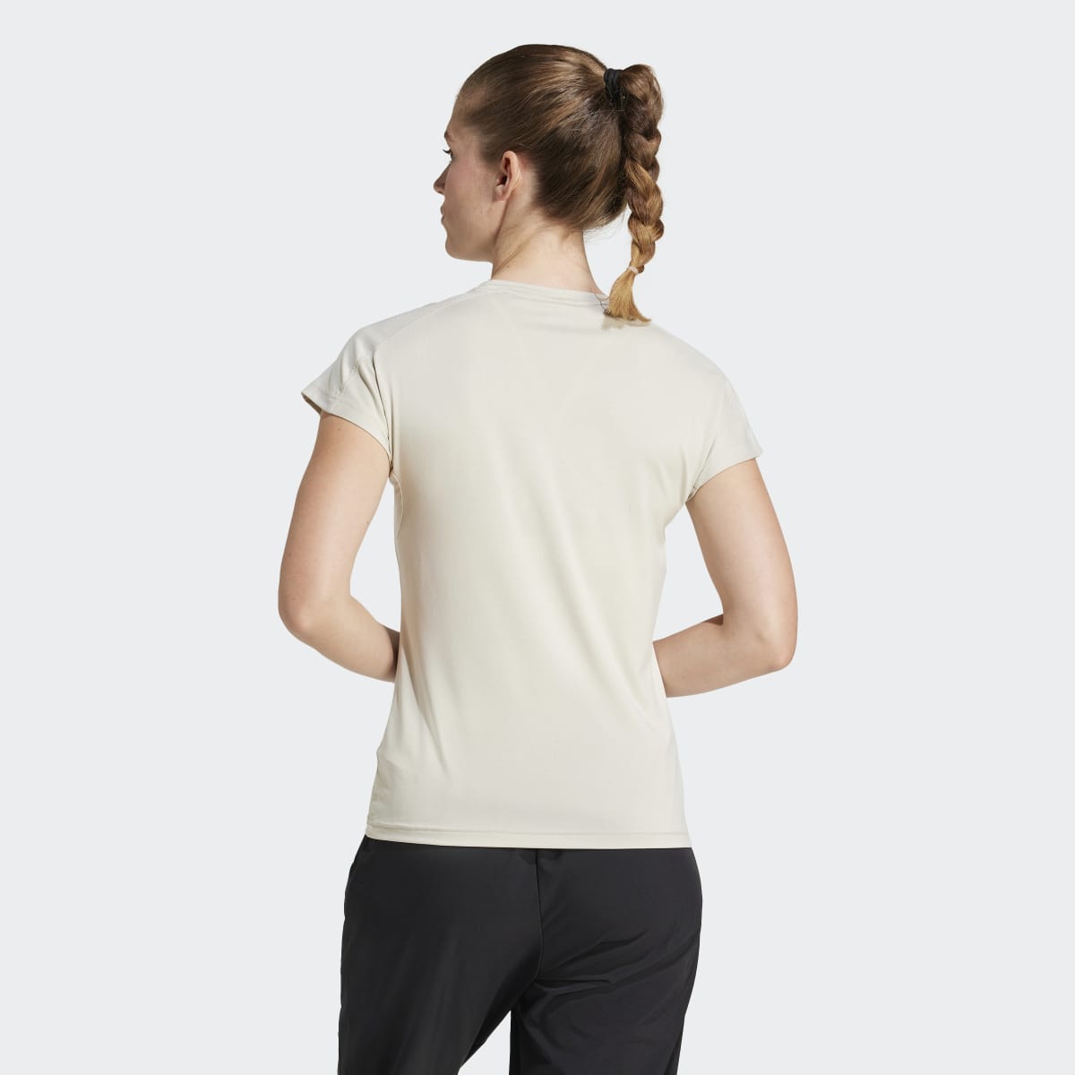T-shirt de Mulher Aeroready Train Essentials Minimal Branding V-Neck Cinzento-2