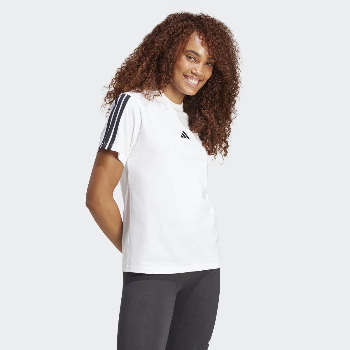 T-shirt de Mulher Essentials Cotton 3 Faixas Branco-4