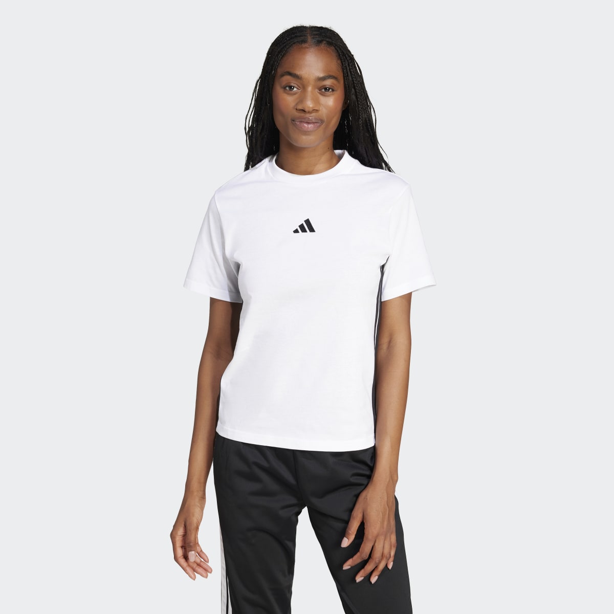 T-shirt de Mulher Essentials Cotton 3 Faixas Branco-1