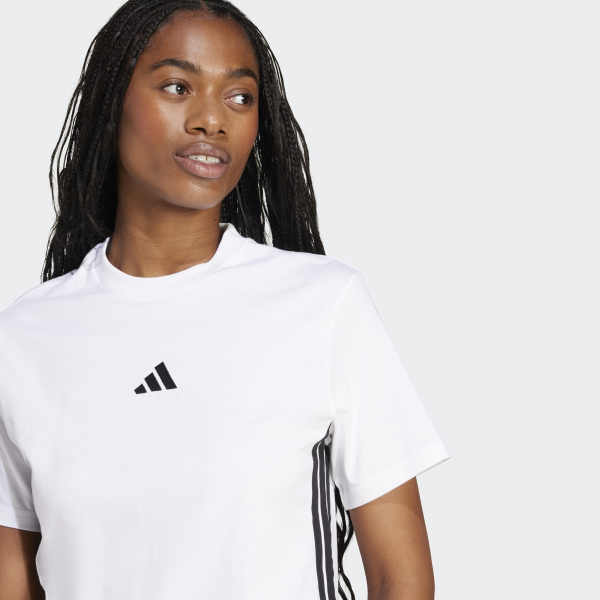 T-shirt de Mulher Essentials Cotton 3 Faixas Branco-3