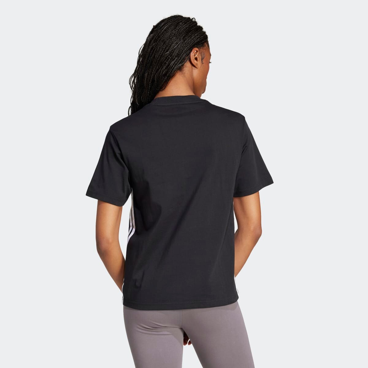 T-shirt de Mulher Essentials Cotton 3 Faixas Preto-2