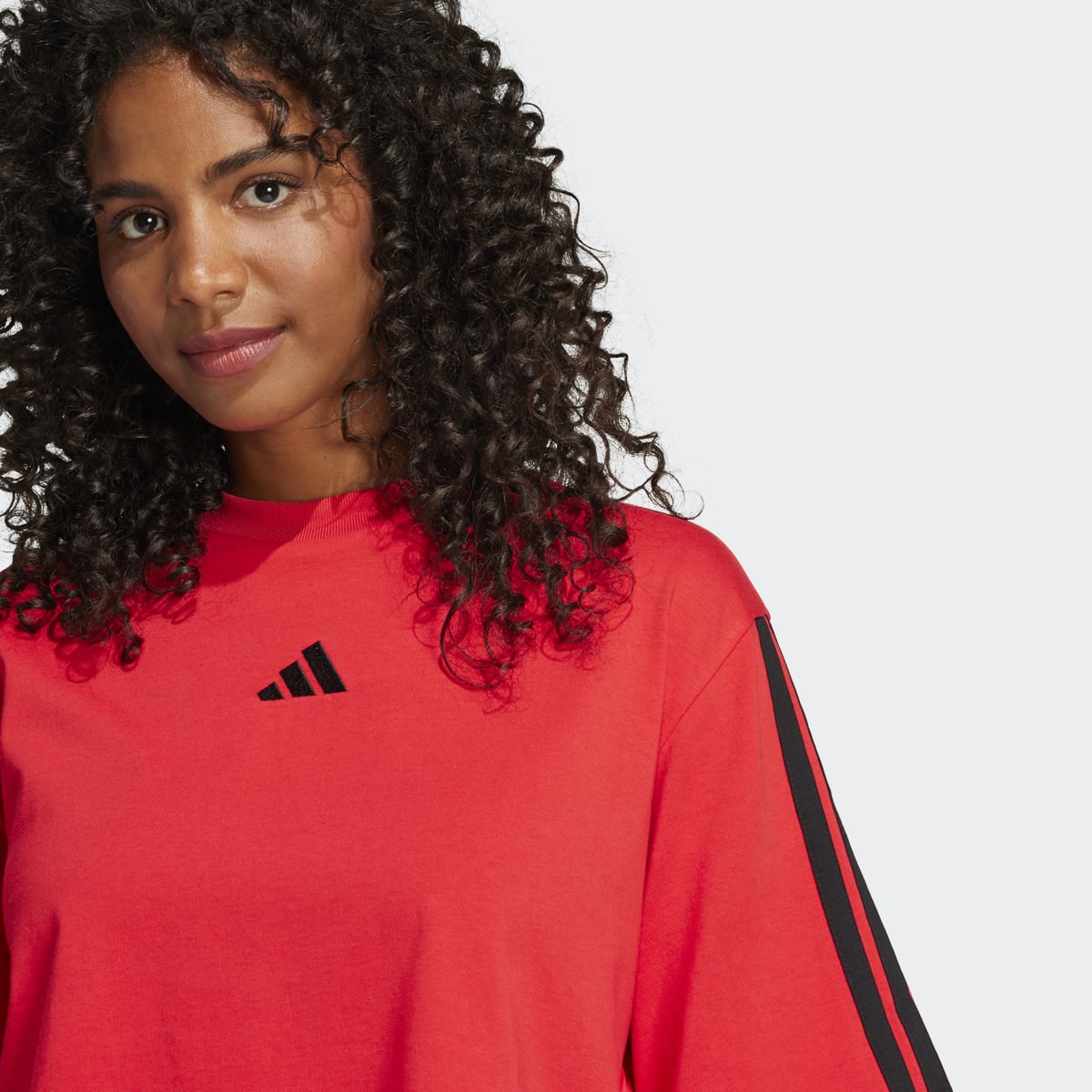 T-shirt de Mulher Essentials Cotton 3 Faixas Vermelho-3