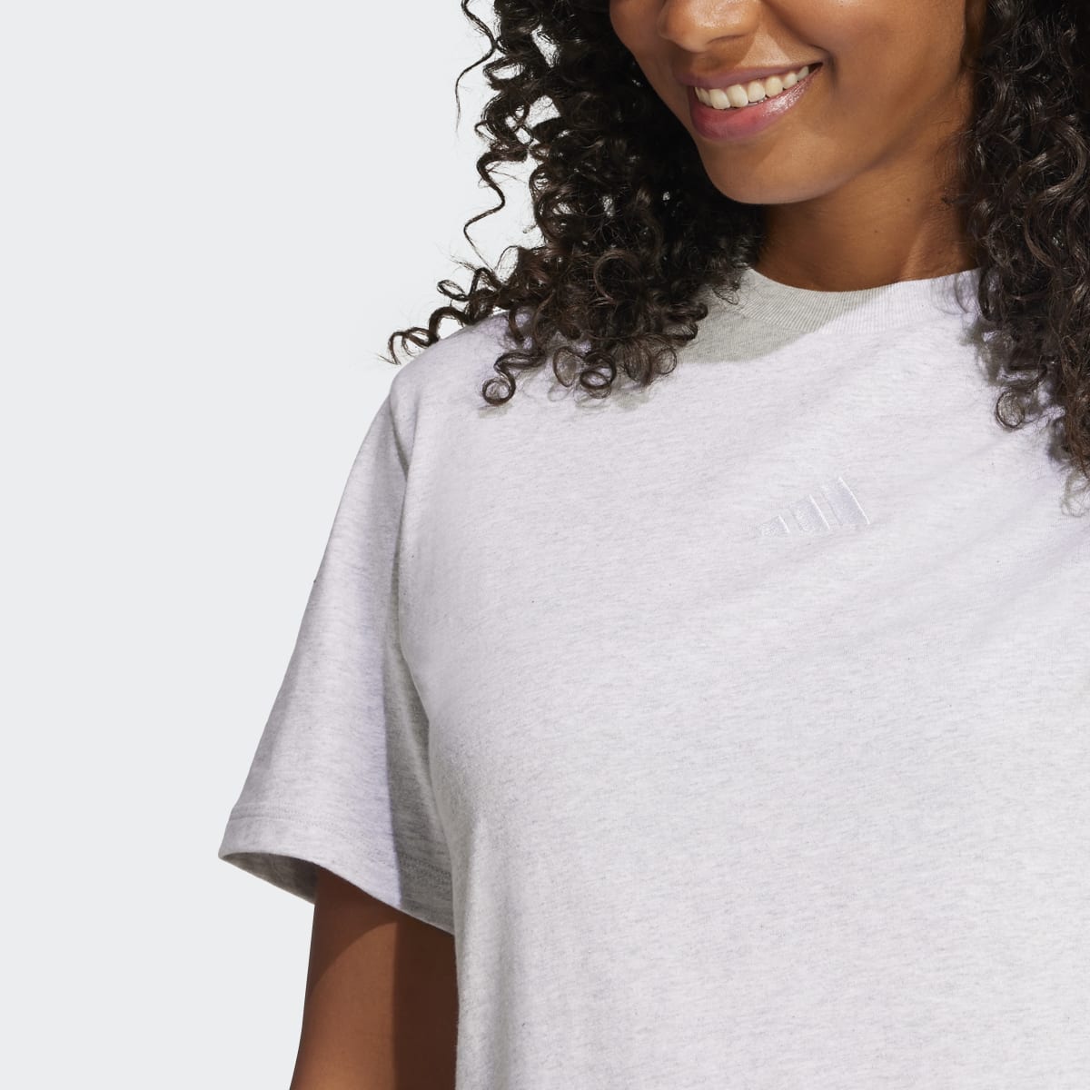 T-shirt de Mulher Essentials Cotton 3 Faixas Cinzento-3