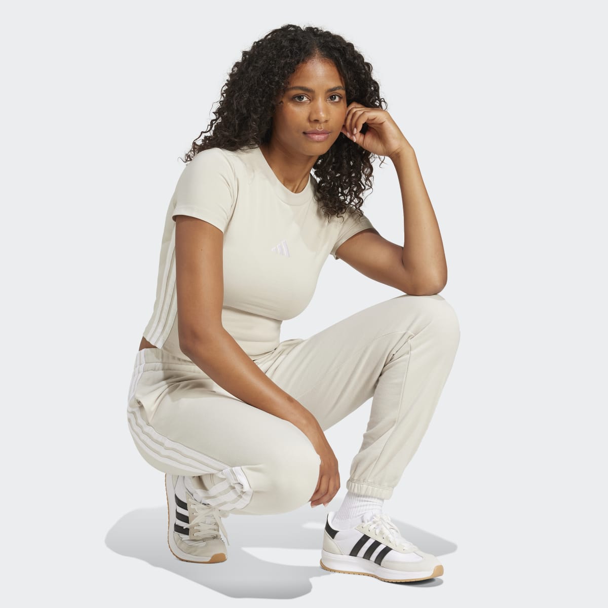 T-shirt de Mulher Essentials Slim Baby 3 Faixas Cinzento-4
